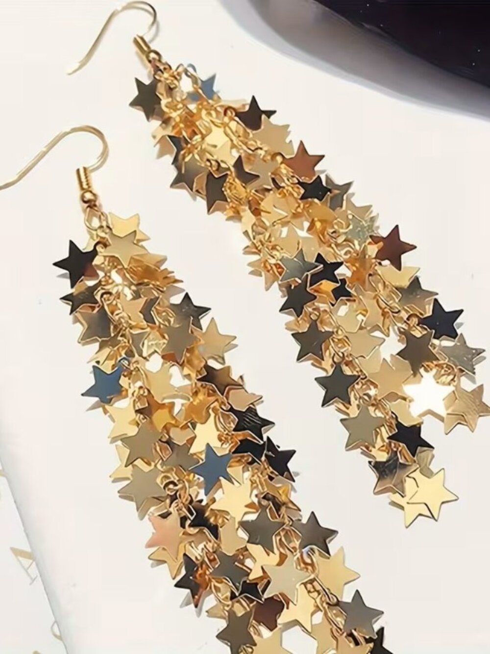 Dazzling Galaxy Star Waterfall Tassel Exaggerated Earrings Z320